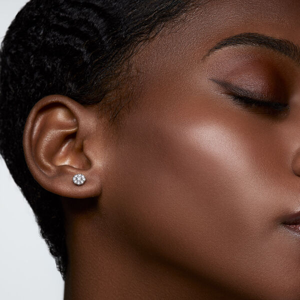 Diamond Cluster Stud Earrings, Medium